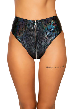 Snake Skin High-Waisted Shorts with Zipper Closure