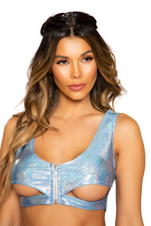 Shimmer Crop Top with Under boob Cutout