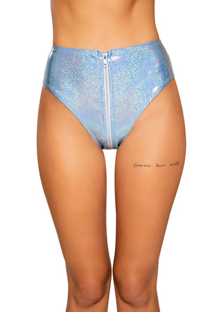 Shimmer High-Waisted Shorts with Zipper Closure