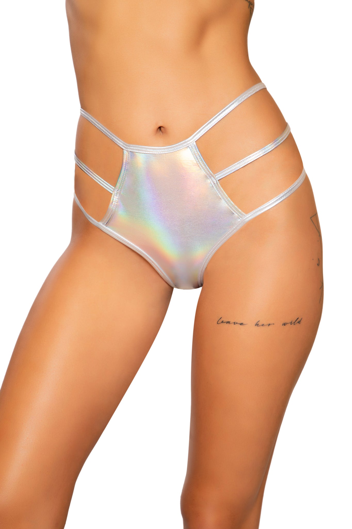 Shiny Metallic High-Waisted Shorts with Strap Detail